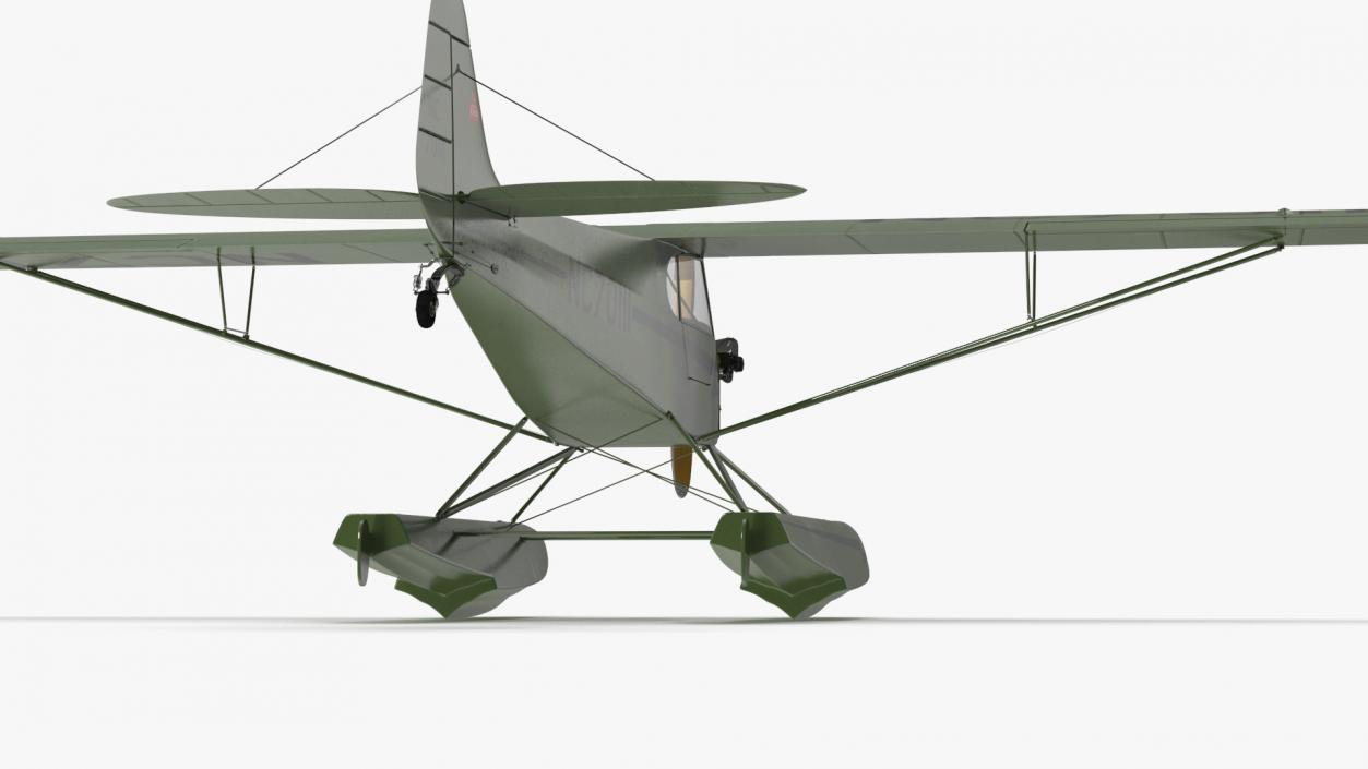 Seaplane Aircraft Piper J-3 with Floats 3D model