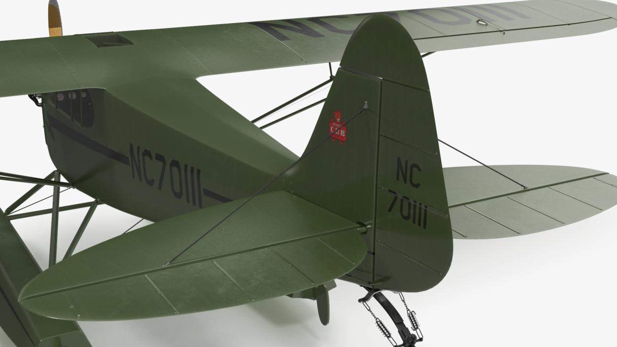 Seaplane Aircraft Piper J-3 with Floats 3D model