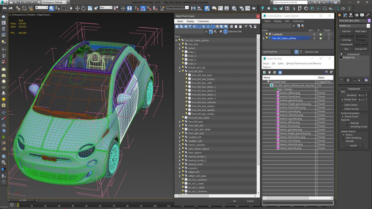 3D Fiat 500 Cabrio LaPrima model