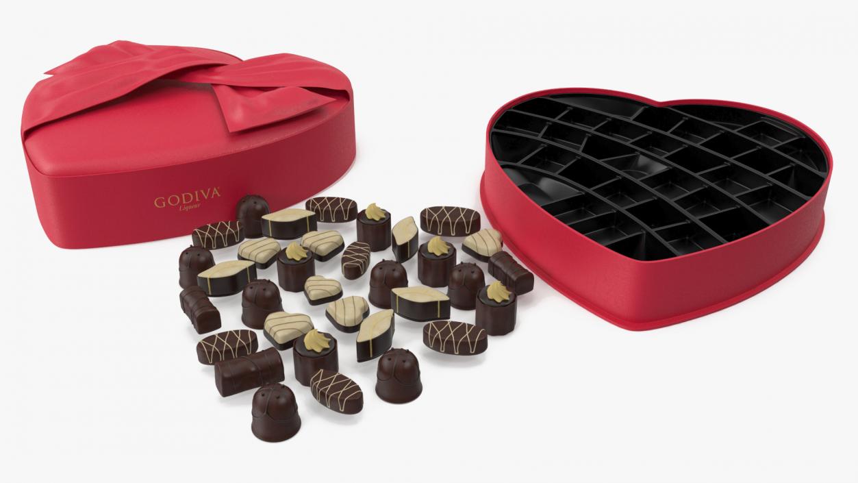 3D Fabric Heart Chocolate Candies Gift Box Godiva