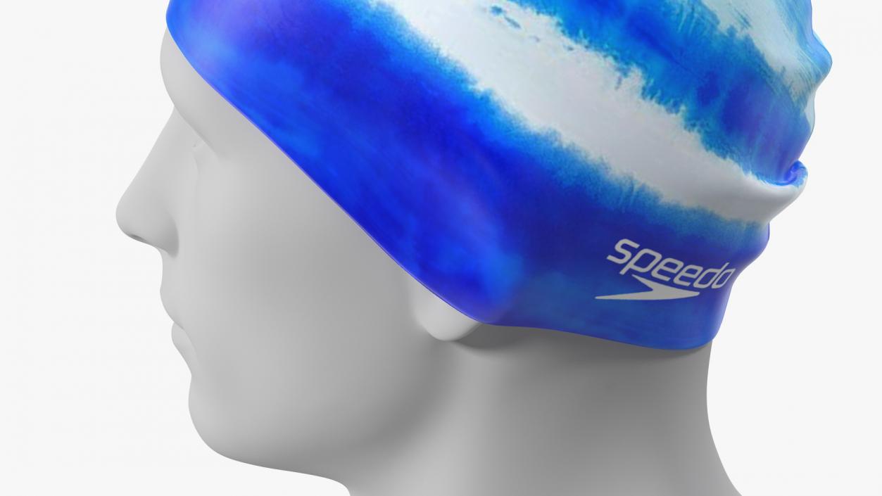 Speedo Blue Silicone Swim Cap on Mannequin 3D