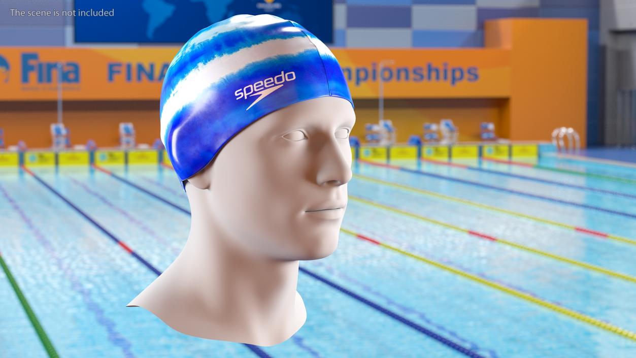 Speedo Blue Silicone Swim Cap on Mannequin 3D