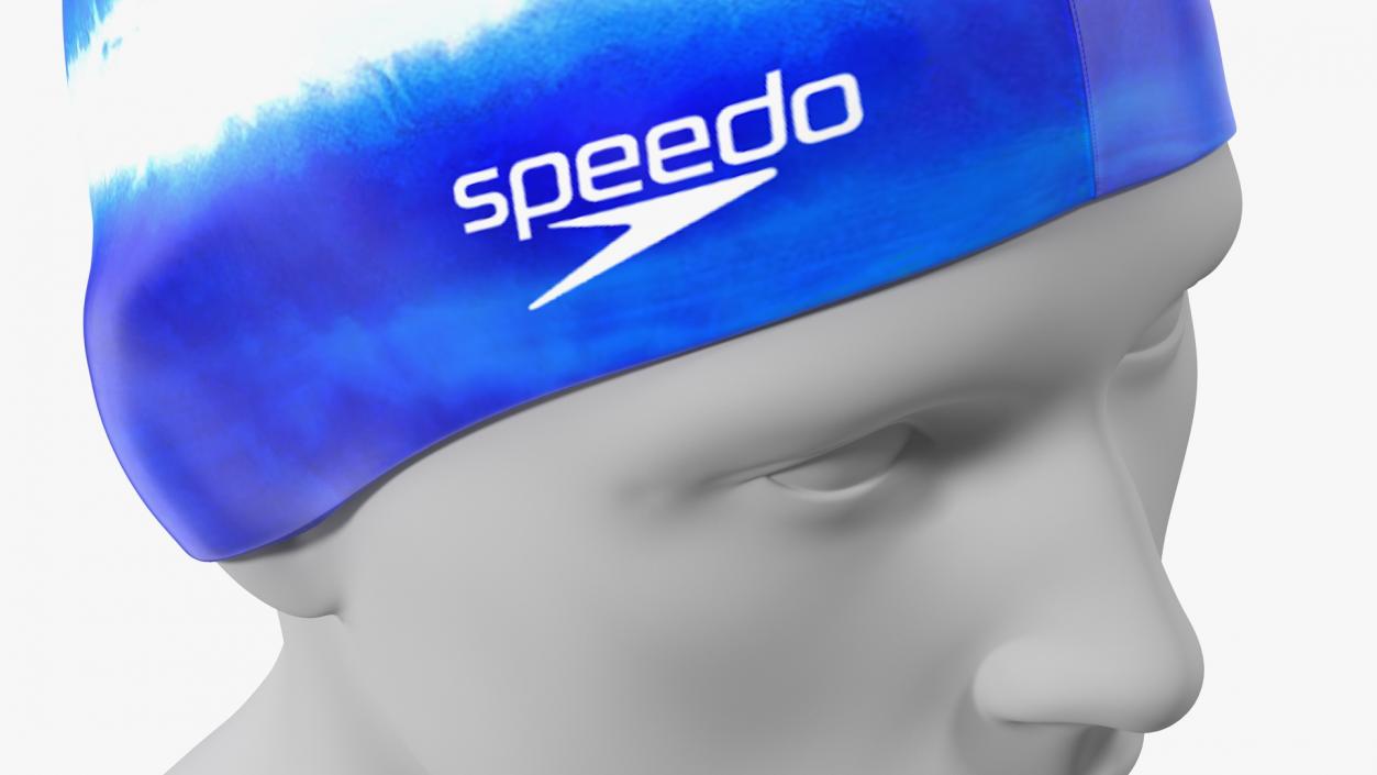 Speedo Blue Silicone Swim Cap on Mannequin 3D