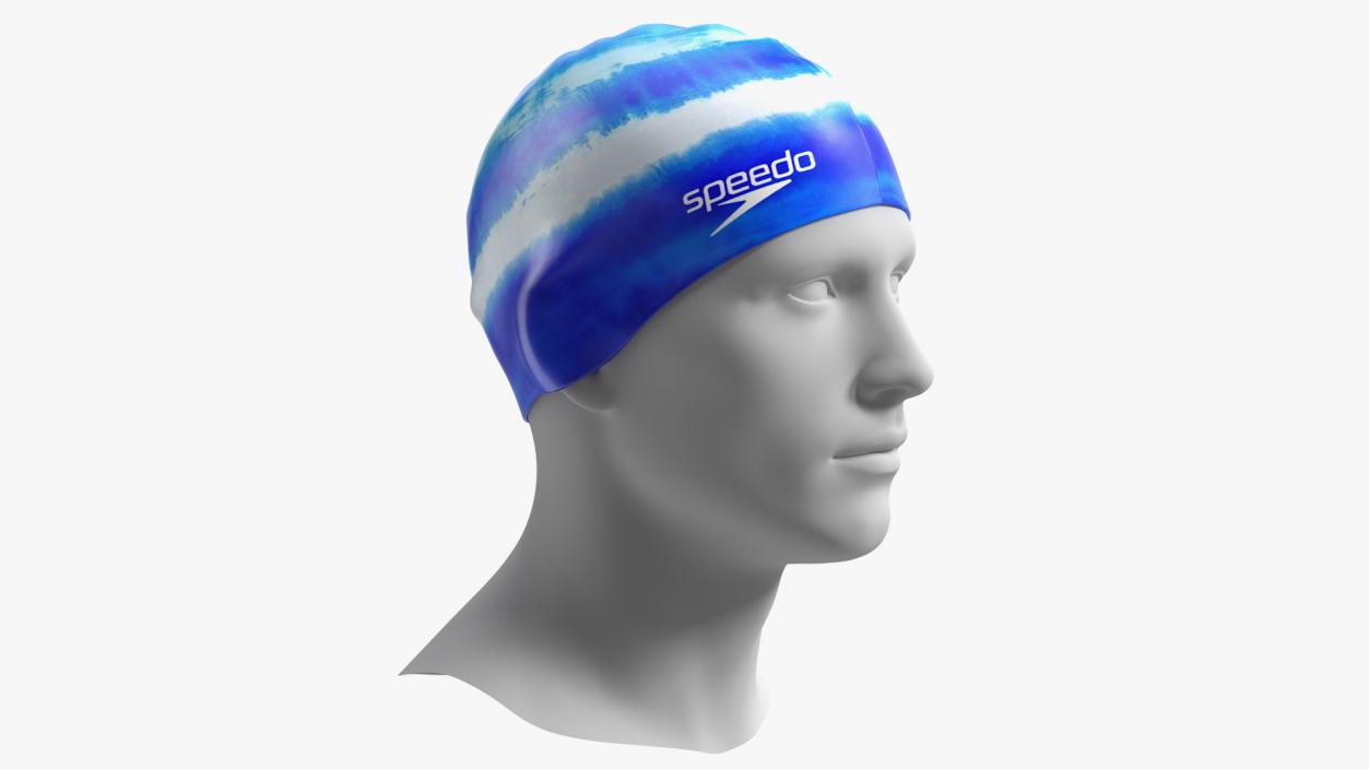 Speedo Blue Silicone Swim Cap on Mannequin 3D