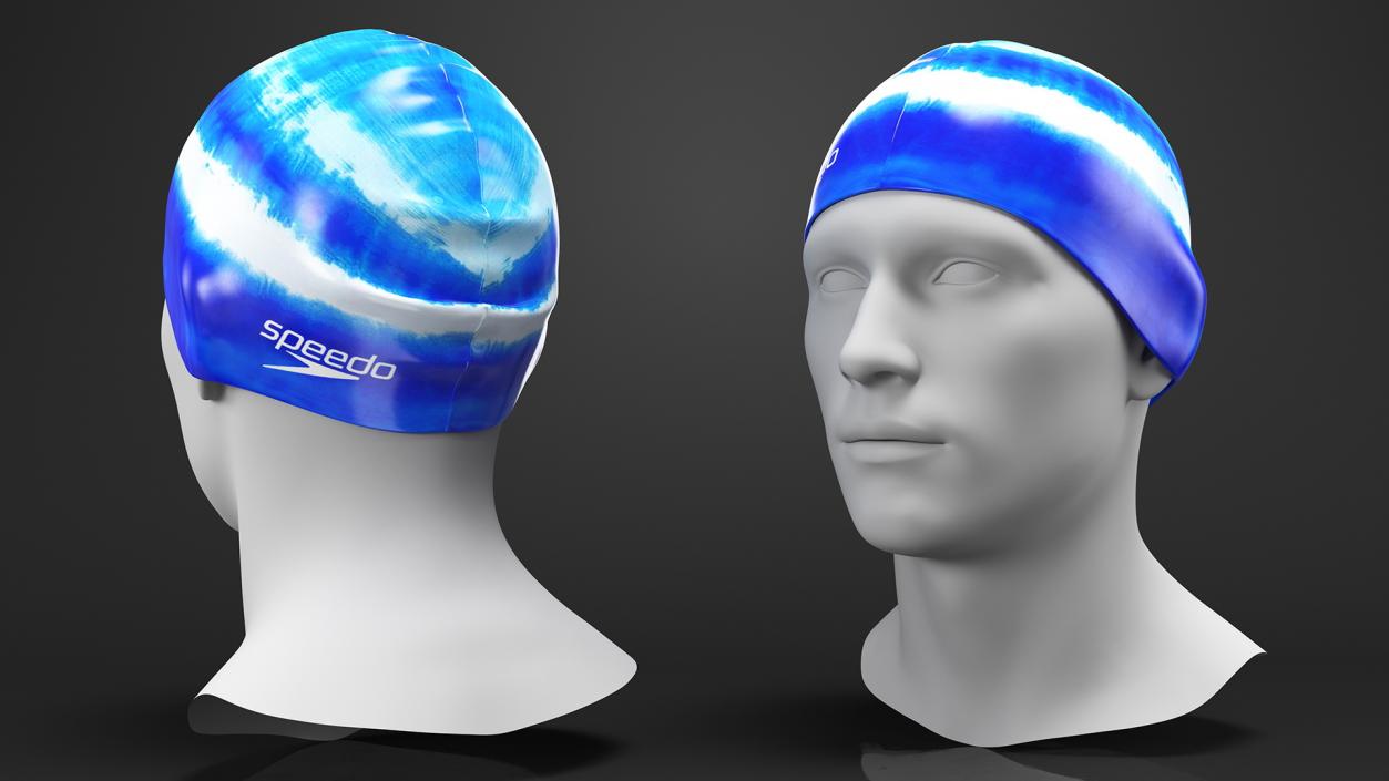 Speedo Blue Silicone Swim Cap on Mannequin 3D