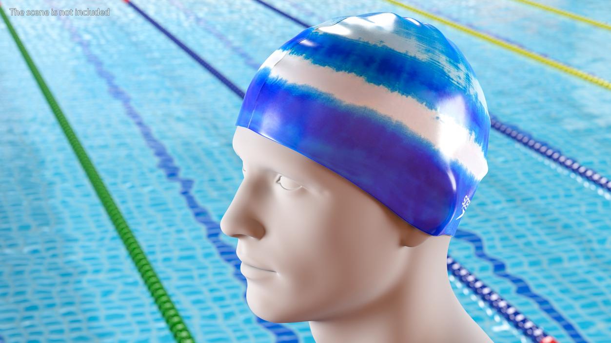 Speedo Blue Silicone Swim Cap on Mannequin 3D