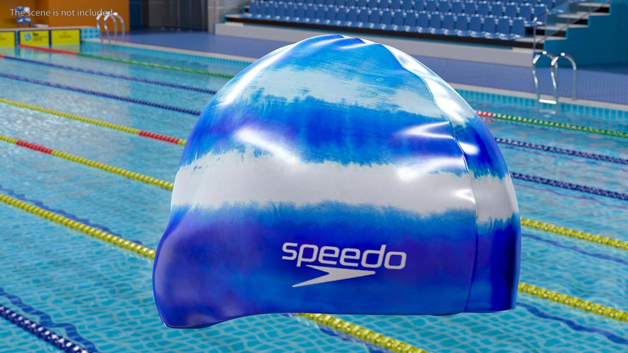 Speedo Blue Silicone Swim Cap on Mannequin 3D