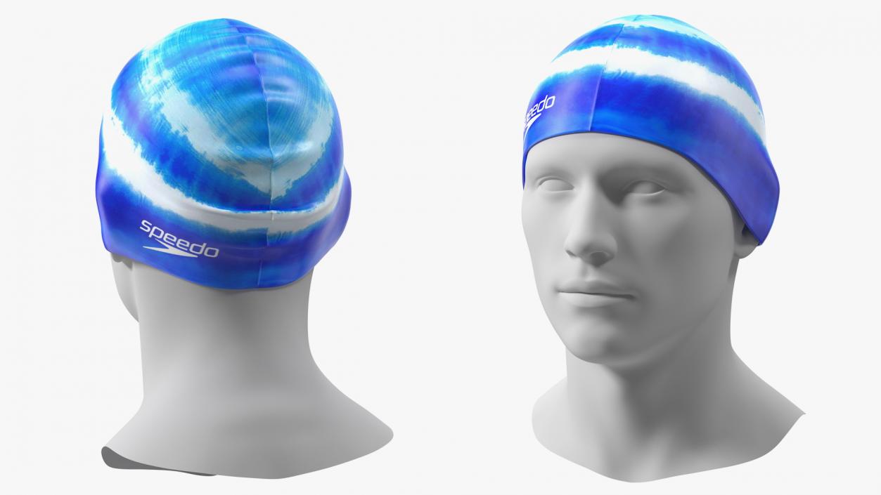 Speedo Blue Silicone Swim Cap on Mannequin 3D