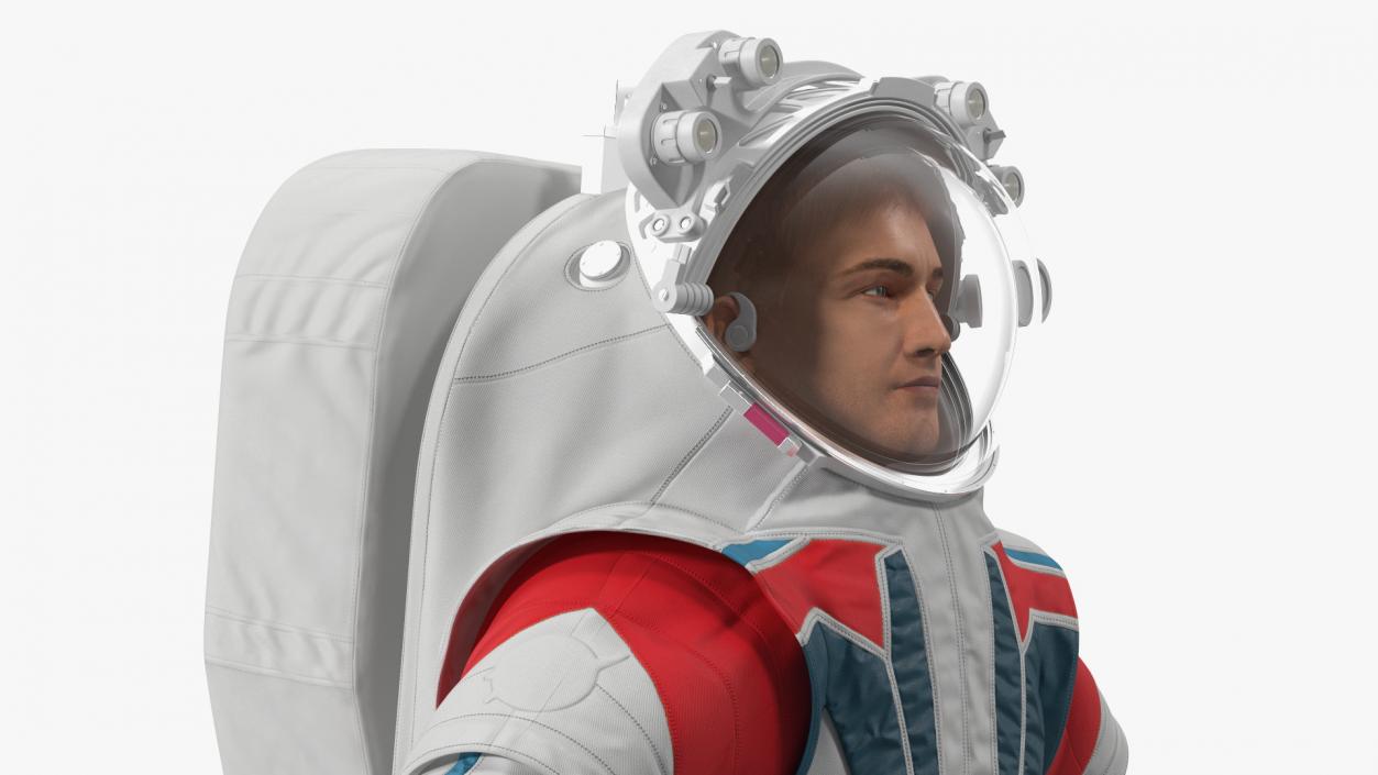 Astronaut in Futuristic Spacesuit A-pose Fur 3D model