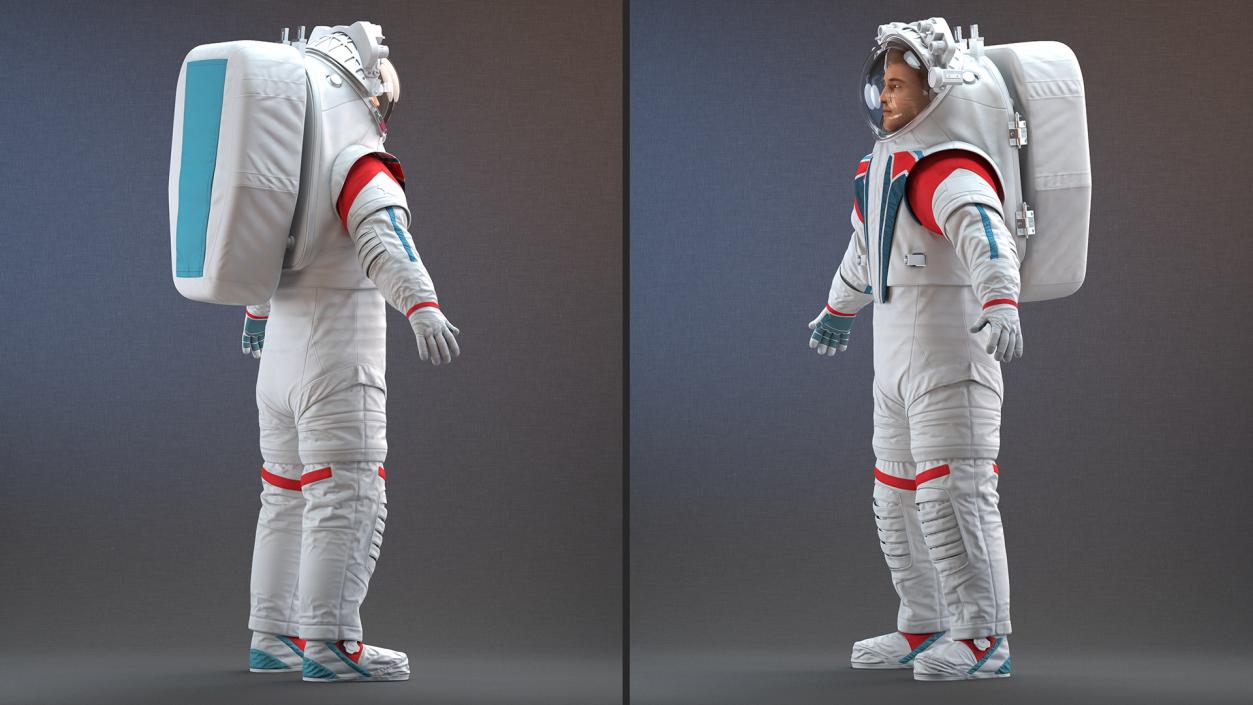 Astronaut in Futuristic Spacesuit A-pose Fur 3D model