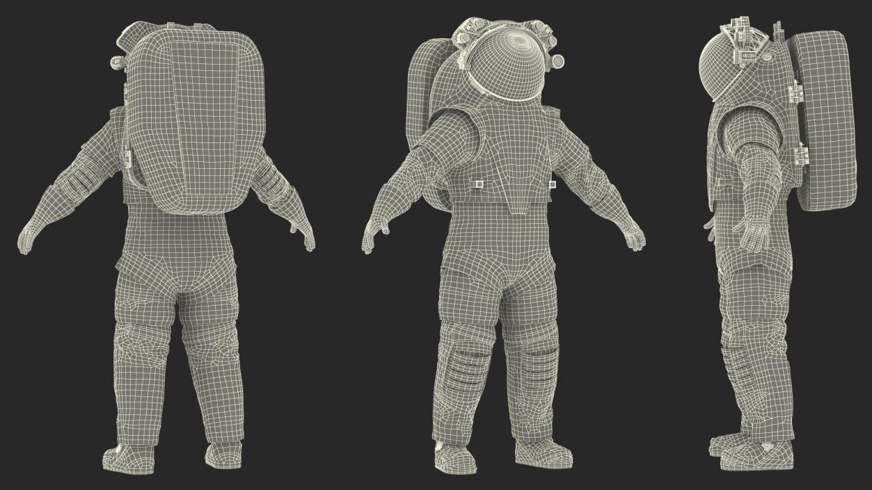 Astronaut in Futuristic Spacesuit A-pose Fur 3D model