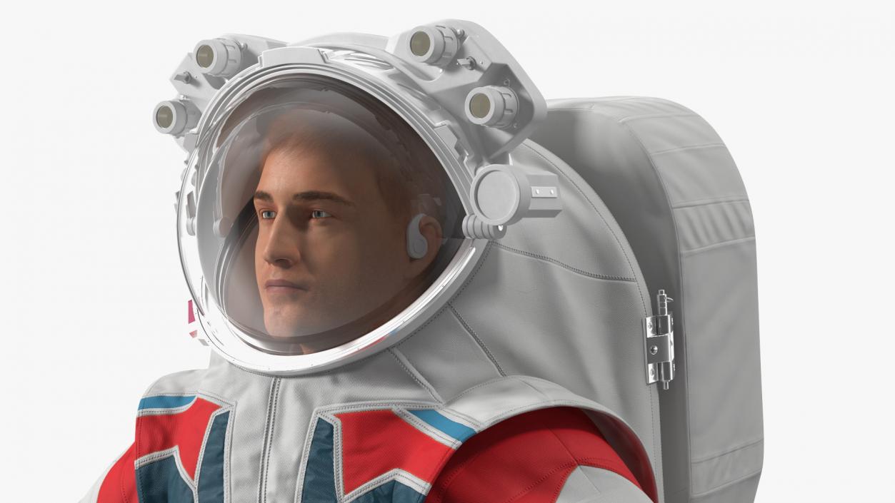 Astronaut in Futuristic Spacesuit A-pose Fur 3D model