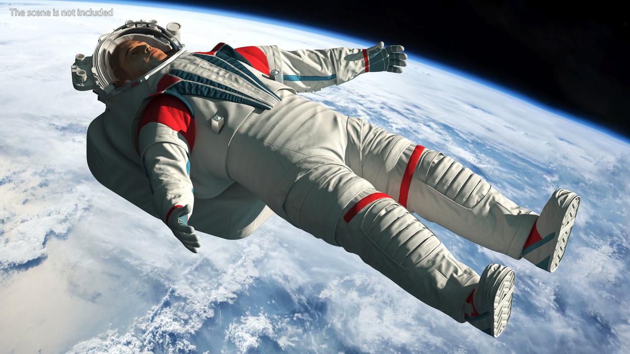 Astronaut in Futuristic Spacesuit A-pose Fur 3D model