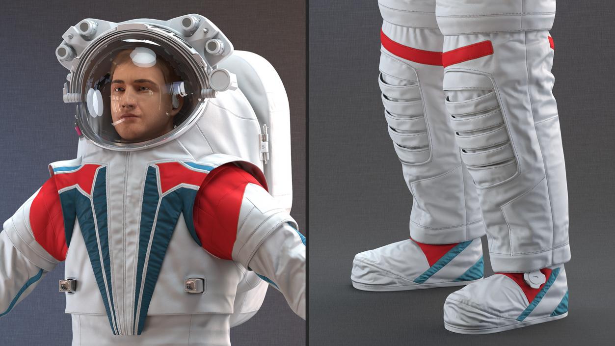 Astronaut in Futuristic Spacesuit A-pose Fur 3D model