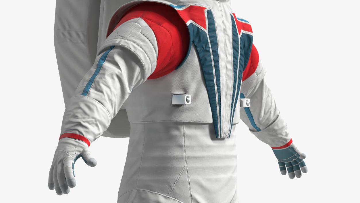 Astronaut in Futuristic Spacesuit A-pose Fur 3D model