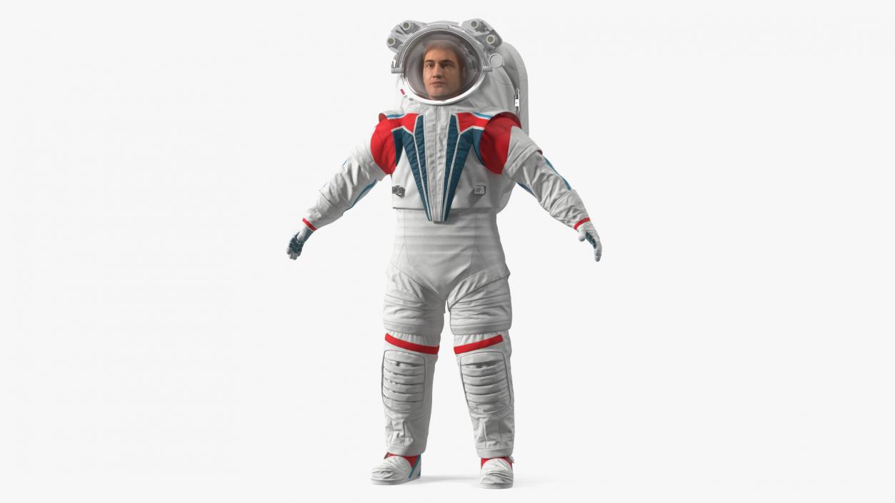 Astronaut in Futuristic Spacesuit A-pose Fur 3D model