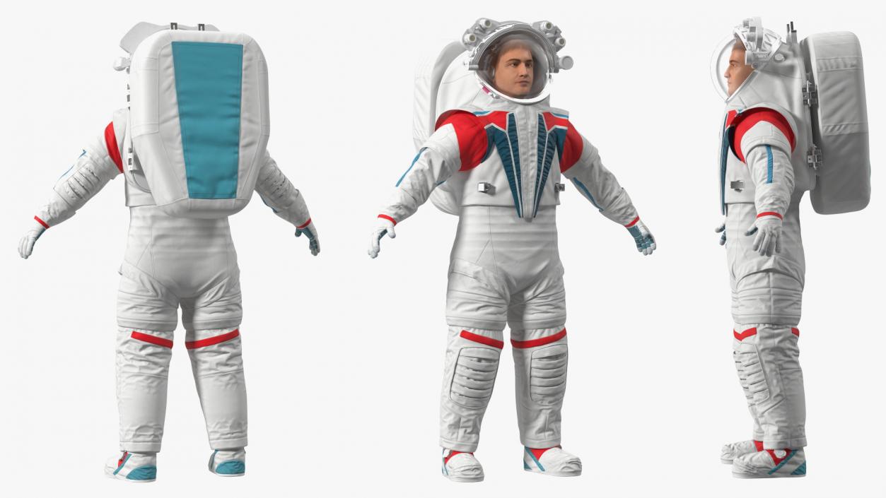 Astronaut in Futuristic Spacesuit A-pose Fur 3D model