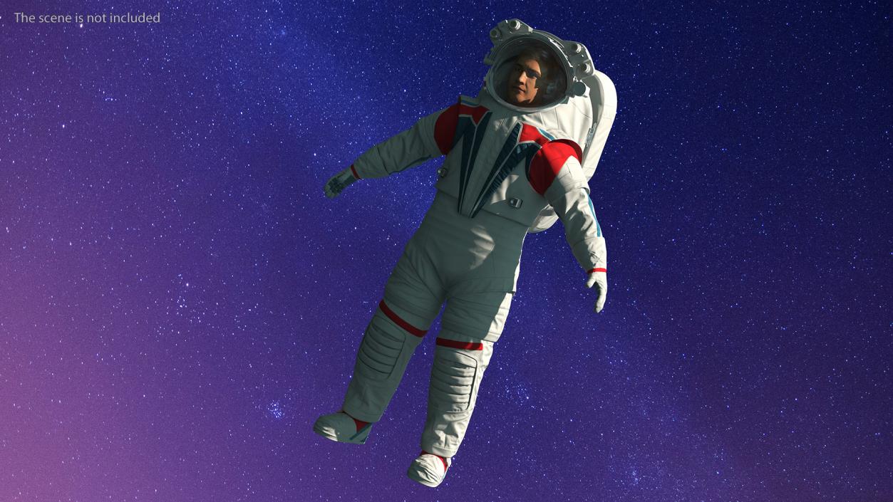 Astronaut in Futuristic Spacesuit A-pose Fur 3D model