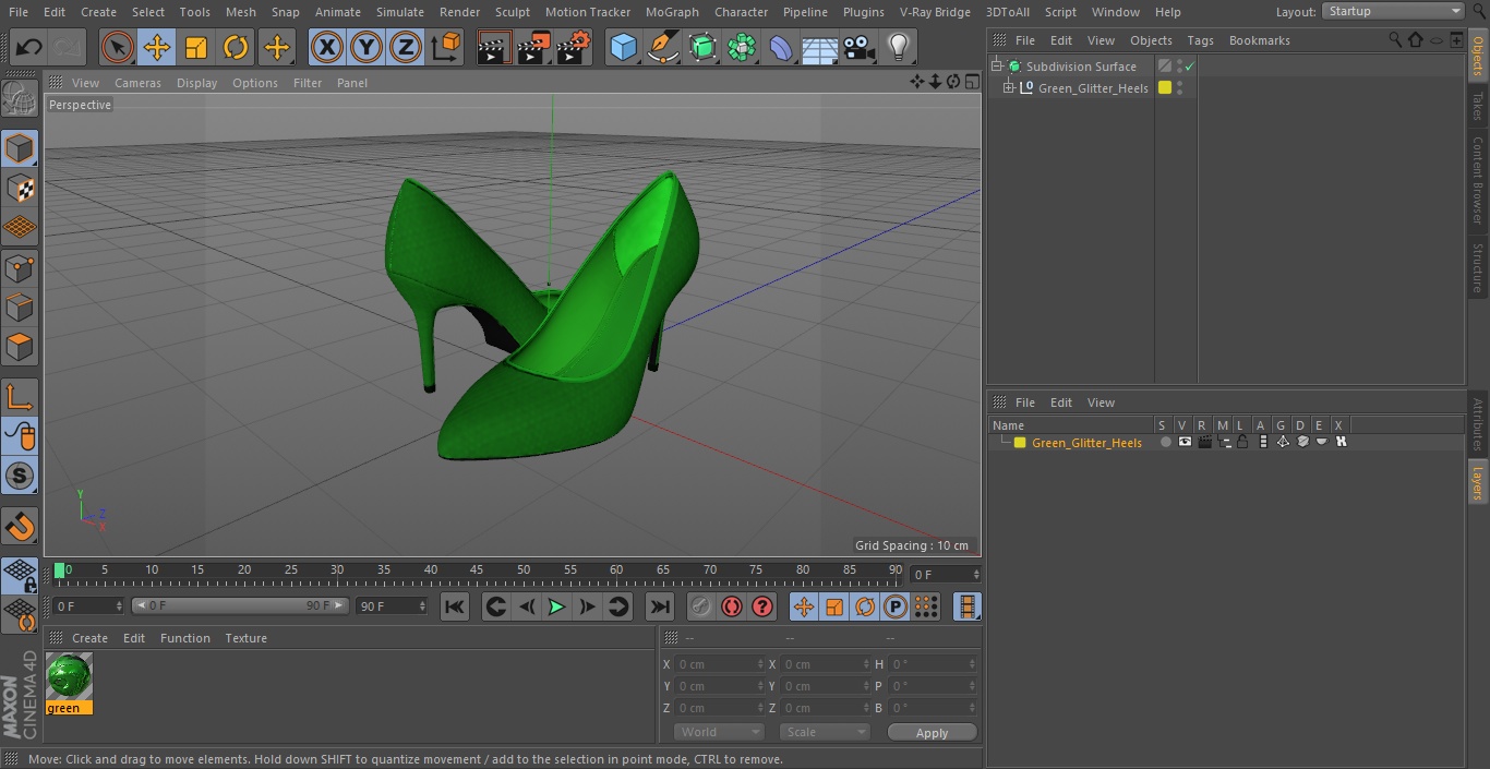 Green Glitter Heels 3D model