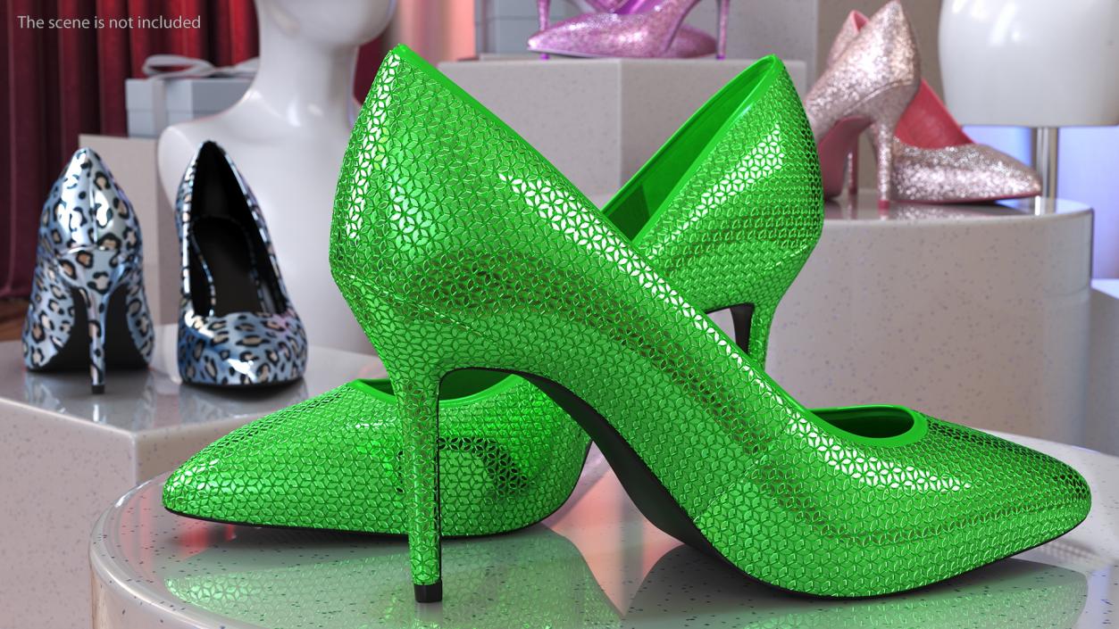 Green Glitter Heels 3D model