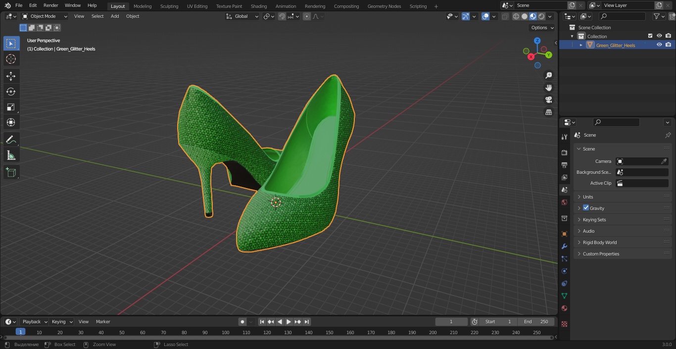 Green Glitter Heels 3D model