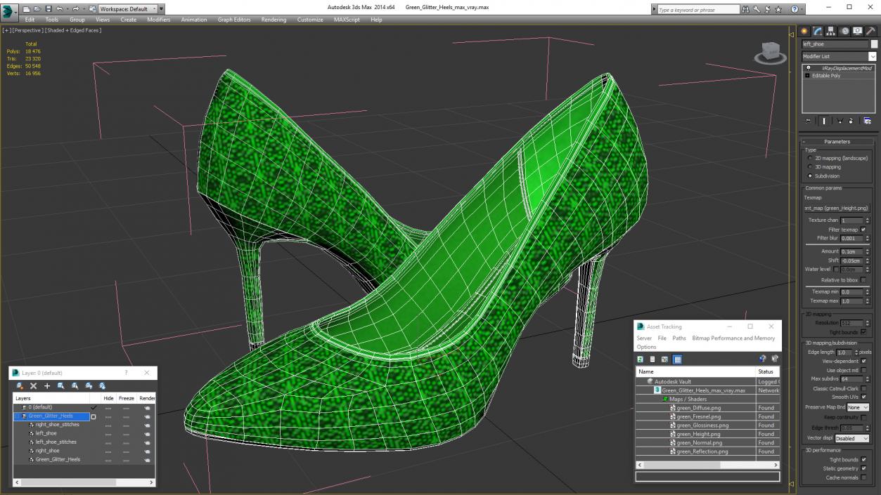 Green Glitter Heels 3D model