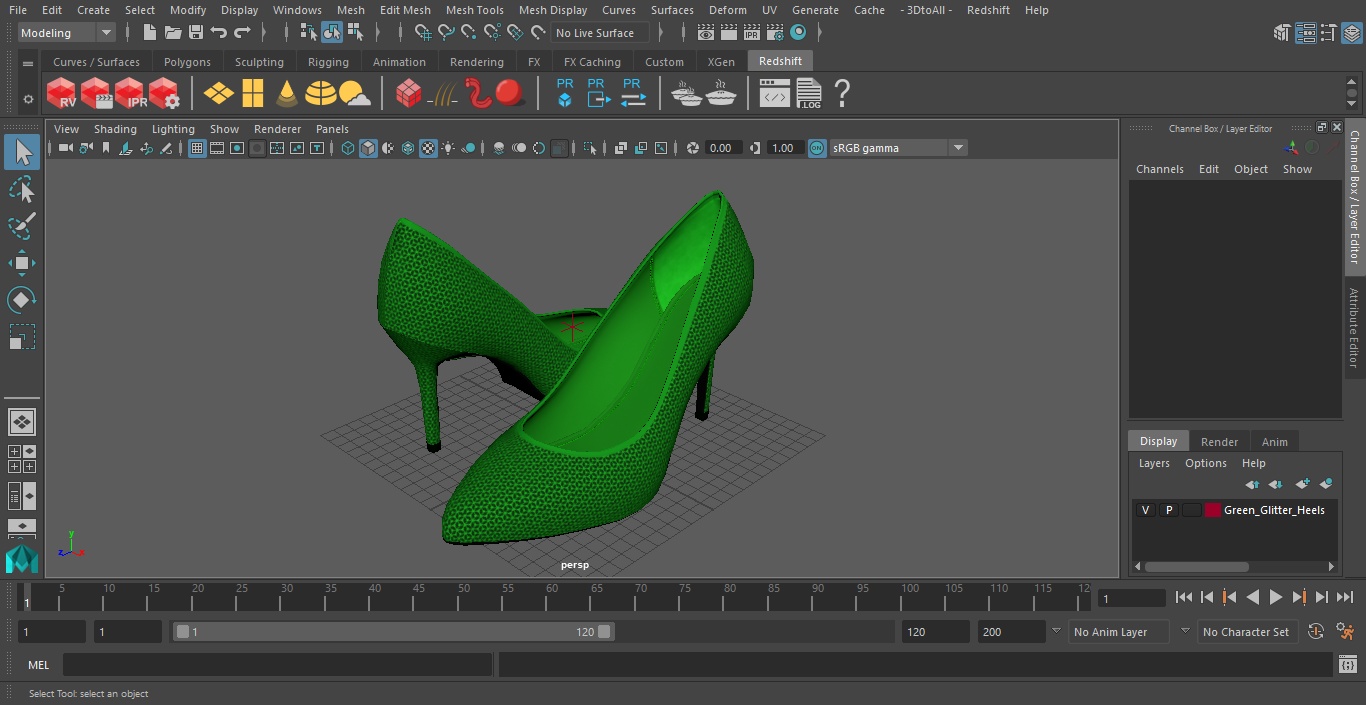 Green Glitter Heels 3D model