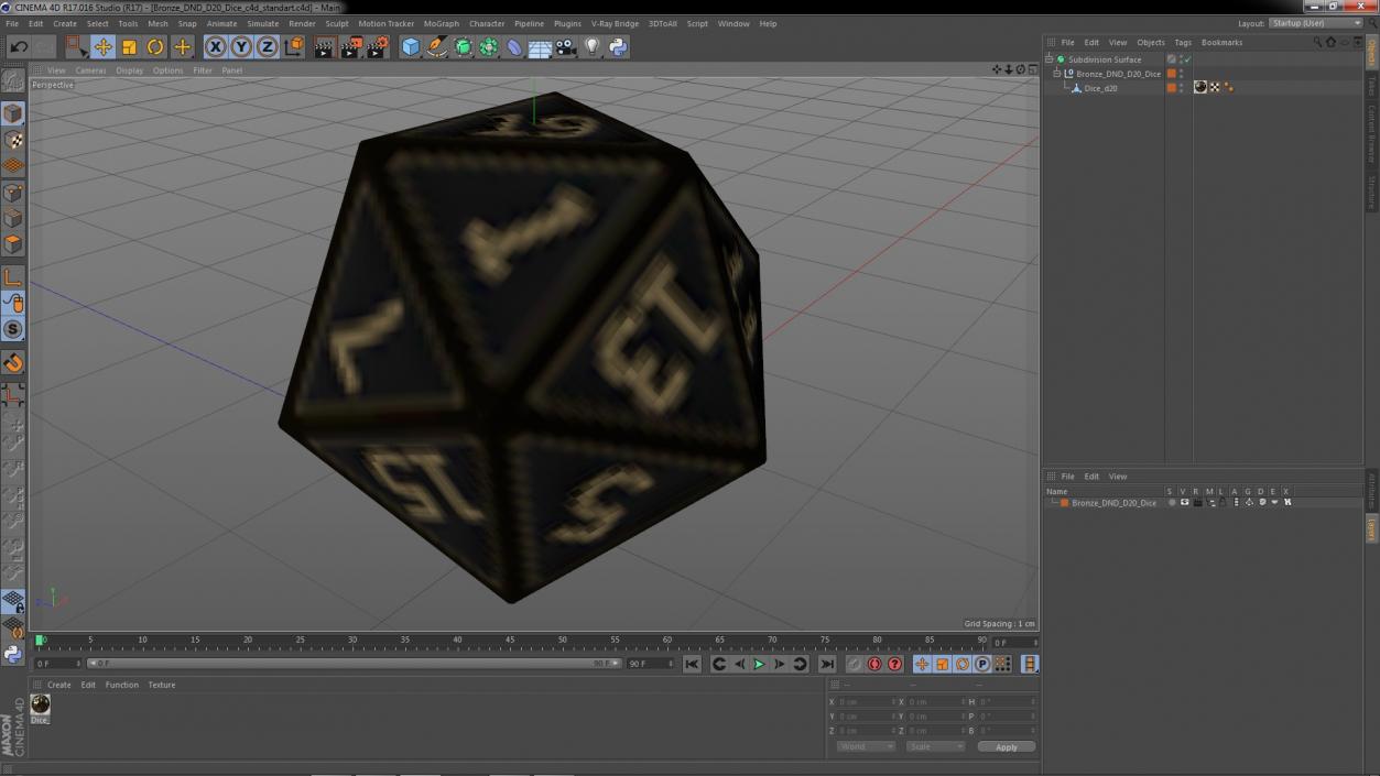 Bronze DND D20 Dice 3D model