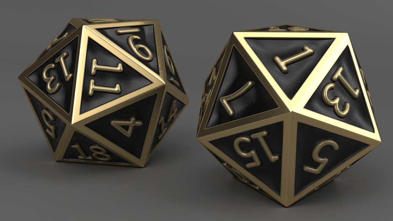 Bronze DND D20 Dice 3D model