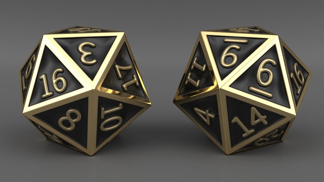 Bronze DND D20 Dice 3D model