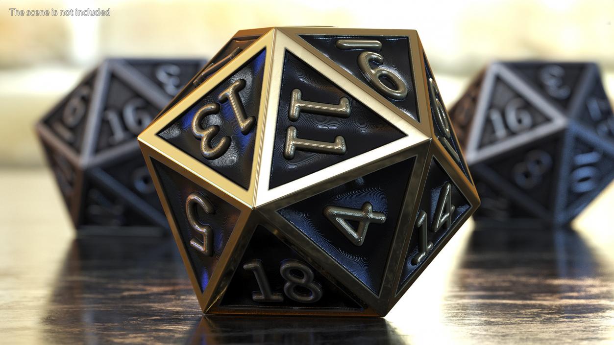 Bronze DND D20 Dice 3D model