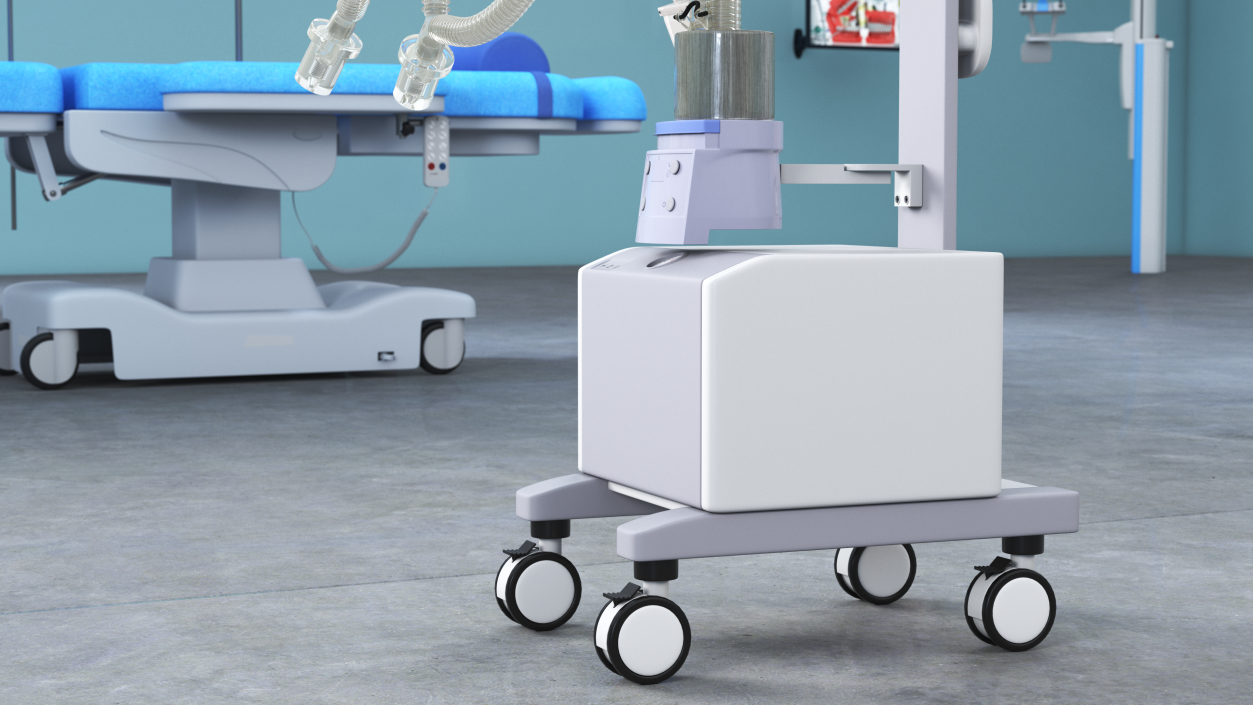 Medical Ventilator System Rigged 3D