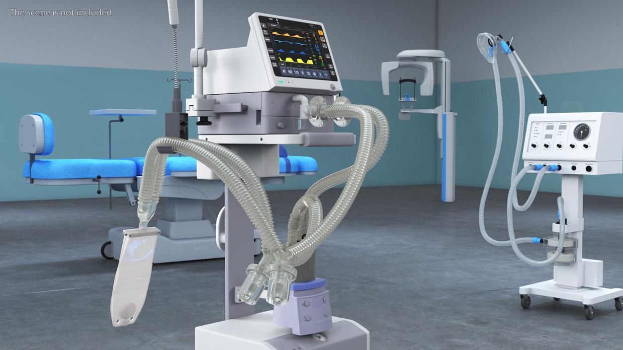 Medical Ventilator System Rigged 3D