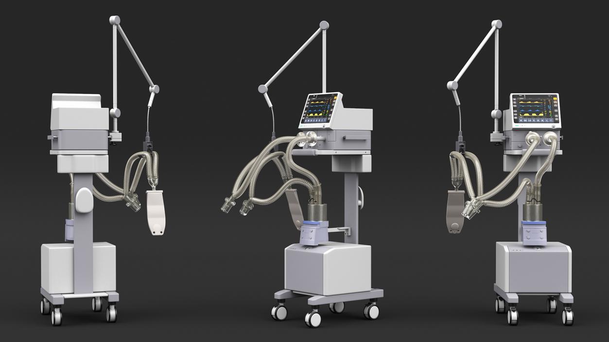 Medical Ventilator System Rigged 3D