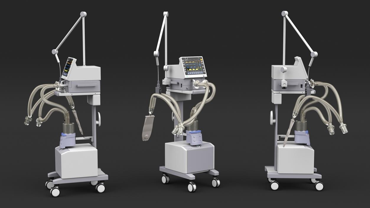 Medical Ventilator System Rigged 3D