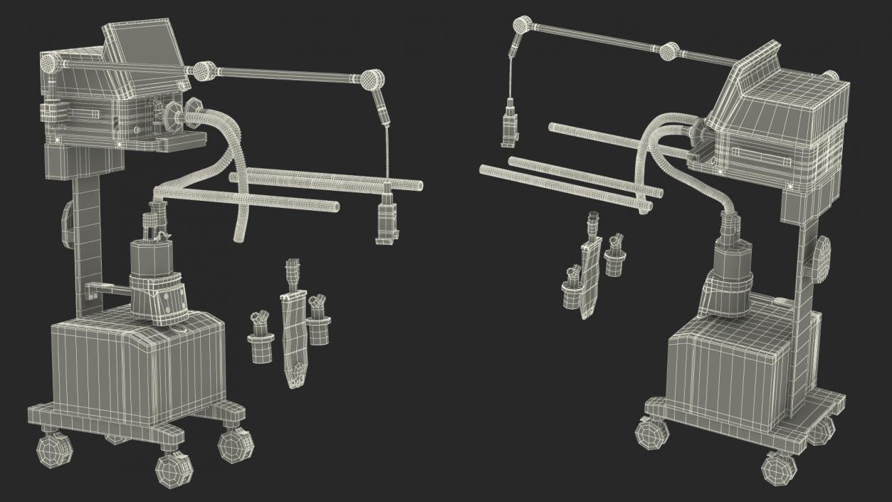 Medical Ventilator System Rigged 3D