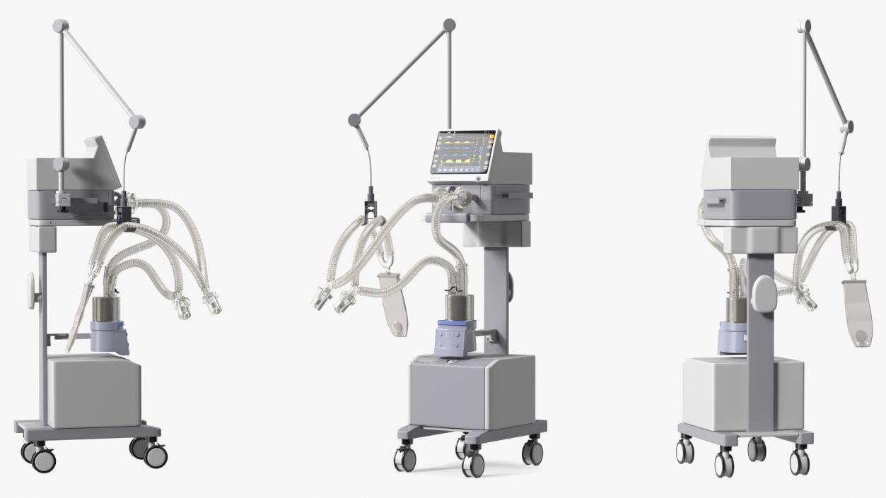 Medical Ventilator System Rigged 3D