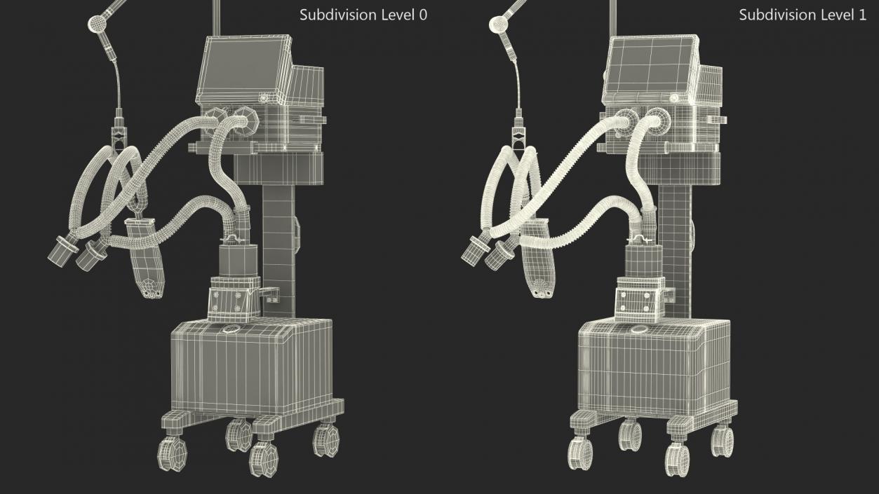 Medical Ventilator System Rigged 3D