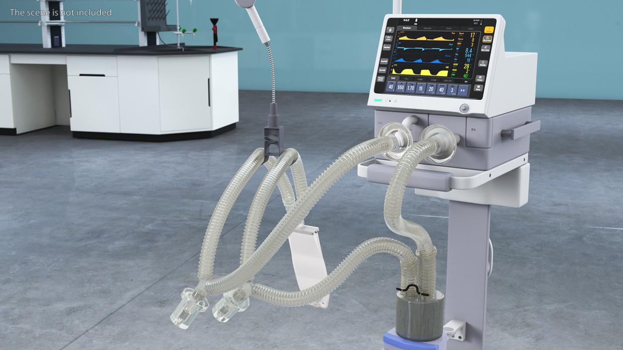 Medical Ventilator System Rigged 3D