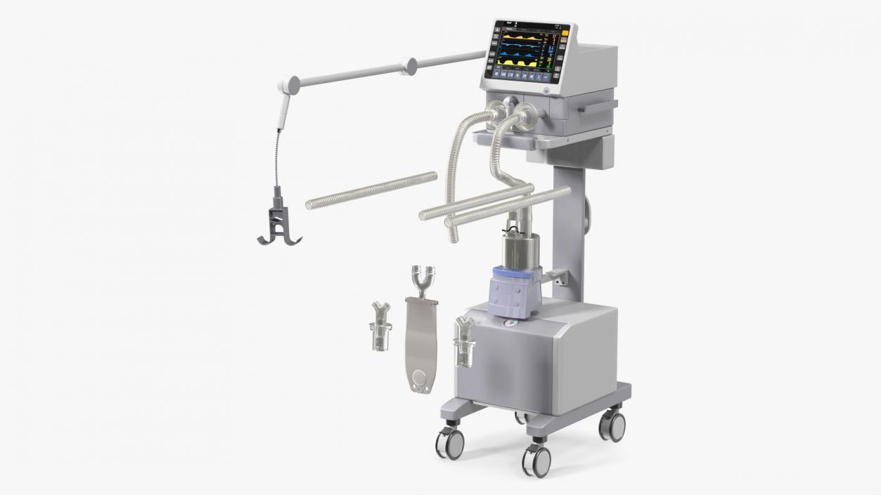 Medical Ventilator System Rigged 3D