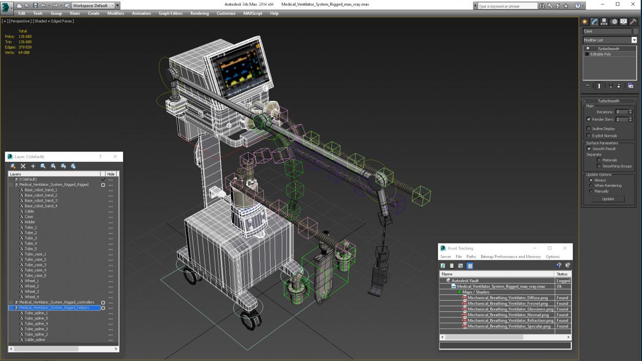 Medical Ventilator System Rigged 3D