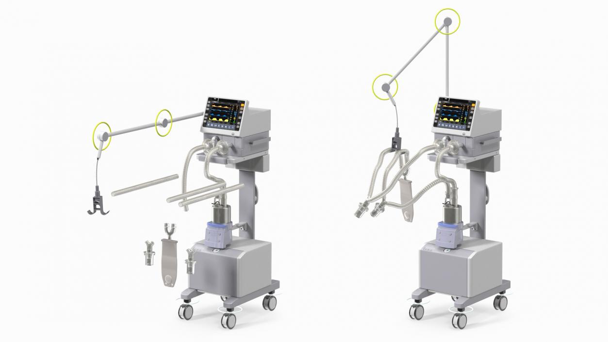 Medical Ventilator System Rigged 3D