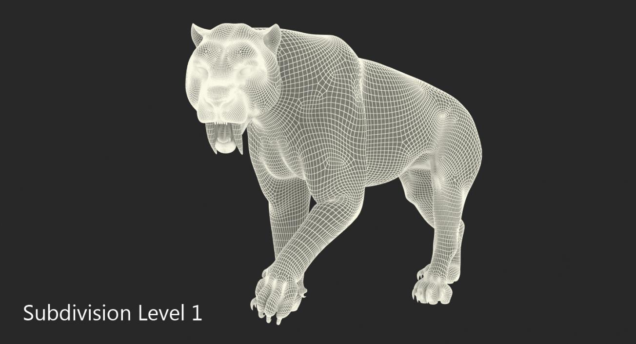 3D model Arctic Saber Tooth Cat Walking Pose