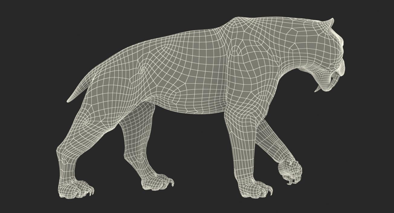 3D model Arctic Saber Tooth Cat Walking Pose