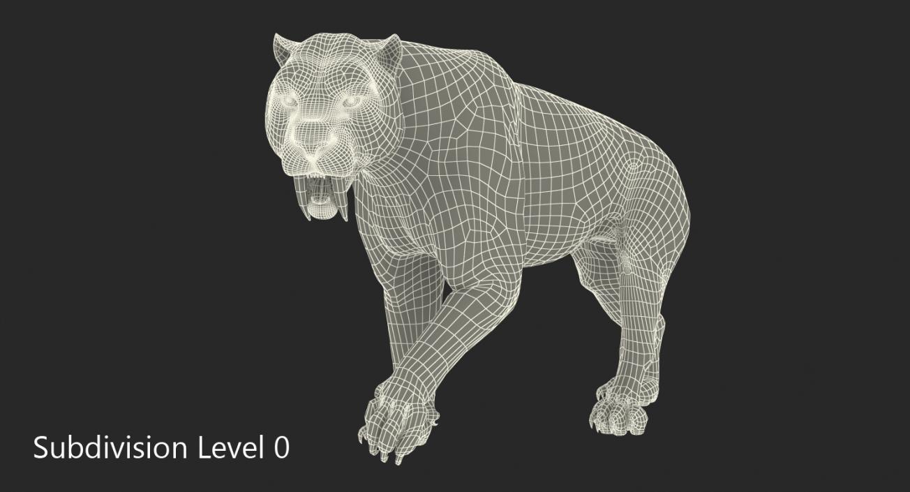 3D model Arctic Saber Tooth Cat Walking Pose