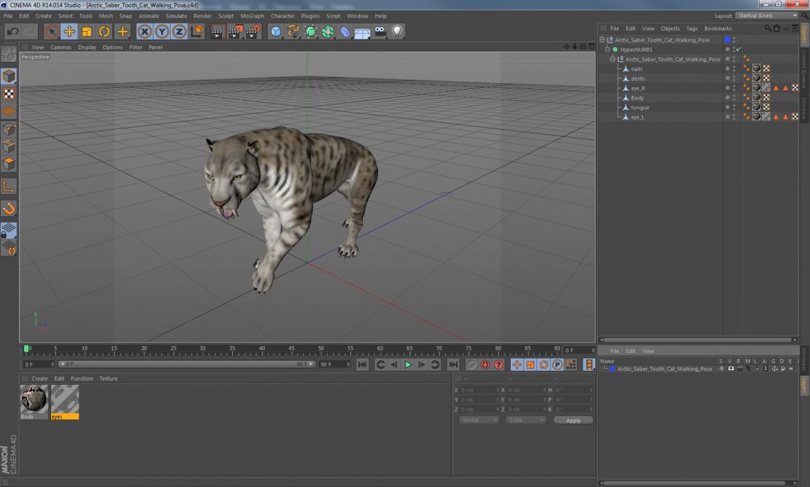 3D model Arctic Saber Tooth Cat Walking Pose