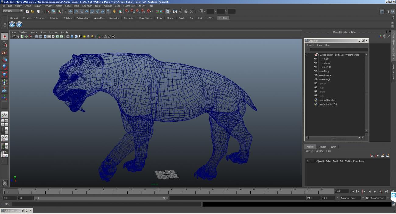 3D model Arctic Saber Tooth Cat Walking Pose