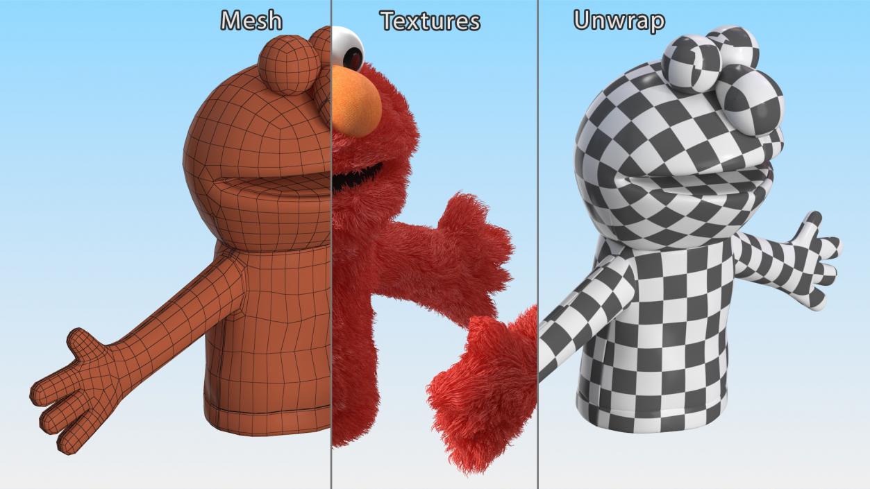 3D model Elmo Hand Puppet Fur