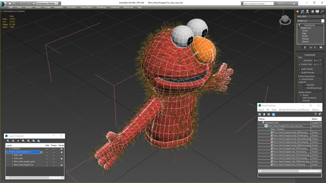 3D model Elmo Hand Puppet Fur