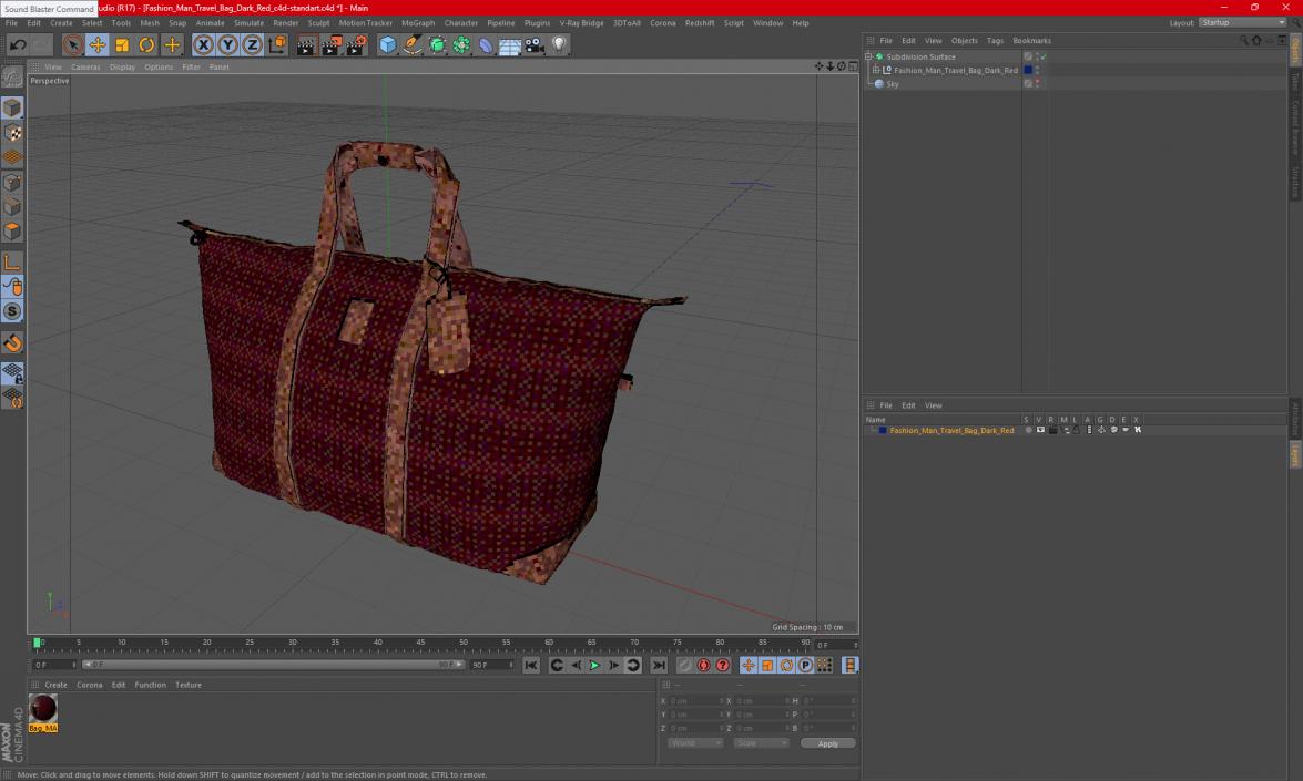 3D Fashion Man Travel Bag Dark Red